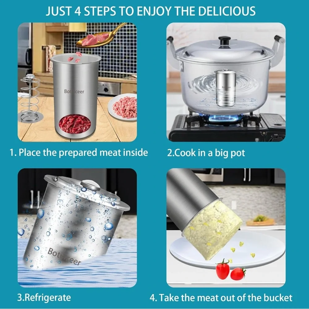 Stainless Steel Canister Meat Maker - Picture 2 of 6